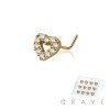 12PCS OF CZ HEART 316L SURGICAL STEEL L-SHAPE NOSE BOX
